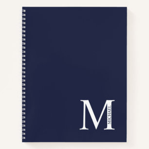 Navy Blue Specialized Elegant Monogram and Name Notitieboek
