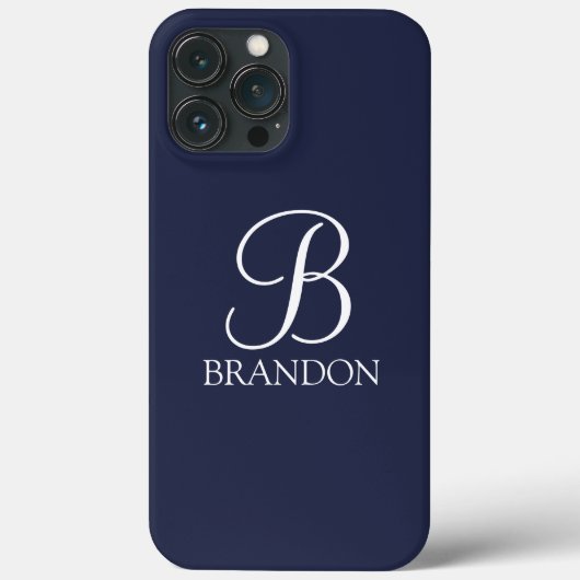 Navy Blue Specialized Script Monogram en Naam Case-Mate iPhone Case (Achterkant)