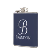Navy Blue Specialized Script Monogram en Naam Heupfles (Links)