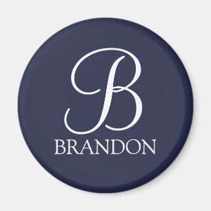 Navy Blue Specialized Script Monogram en Naam Magneet