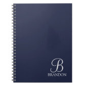 Navy Blue Specialized Script Monogram en Naam Notitieboek (Voorkant)