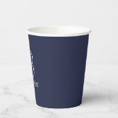Navy Blue Specialized Script Monogram en Naam Papieren Bekers (Links)