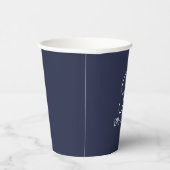 Navy Blue Specialized Script Monogram en Naam Papieren Bekers (Rechts)