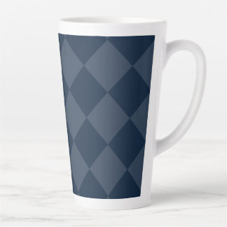 Navy Blue Square Diamonds Latte Mok