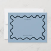 Navy Blue Squiggly Wavy Line Dank u Notitiekaartje (Voorkant)