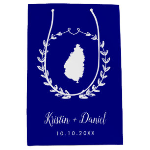 Navy Blue St. Lucia Map Wedding Welcome Swag Medium Cadeauzakje