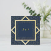 NAVY BLUE STAR GOLD WEDDING LAYERED KAART (Staand voorkant)