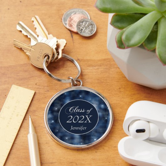 Navy Blue Star Shimmer Class Afstuderen Sleutelhan Sleutelhanger (Bureau)