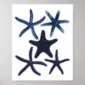Navy Blue Starfish Beach Decor Poster (Voorkant)