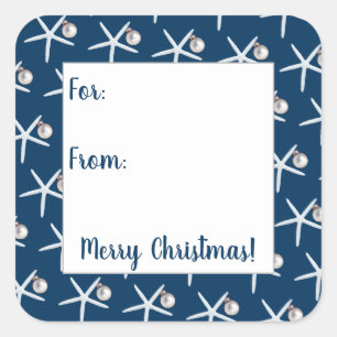 Navy Blue Starfish Kerstmis Stickers