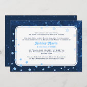 Navy Blue Stars Starry Night Graduation Invitation (Devant / Derrière)