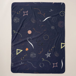 Navy Blue Sterrennacht Doodle Sharpa deken