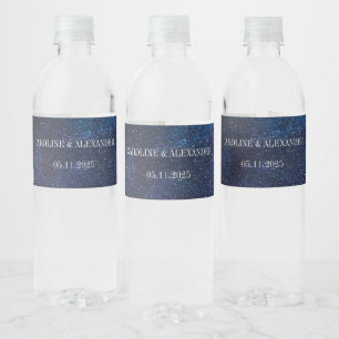 Navy Blue Sterrennacht Sky Stars Cosmos Water Waterfles Etiket