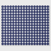Navy Blue Stippen Pattern on White, met naam Cadeaupapier (Vlak)