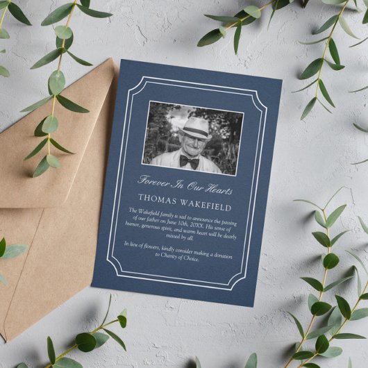 Navy Blue Stone Foto Memorial Kaart