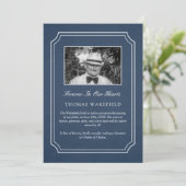 Navy Blue Stone Foto Memorial Kaart (Staand voorkant)
