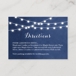 Navy Blue String Lights Bruiloft Routebeschrijving Informatiekaartje