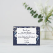 Navy Blue String Lights Floral Wedding Bedankt Plaatskaartje (Staand voorkant)