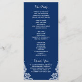 Navy Blue String Lights Lace Wedding Programme Programma (Achterkant)