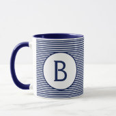Navy Blue Stripe Monogram Mok (Links)
