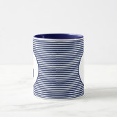 Navy Blue Stripe Monogram Mok (Midden)