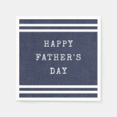 Navy Blue Striped Happy Fathers Day Servet (Voorkant)