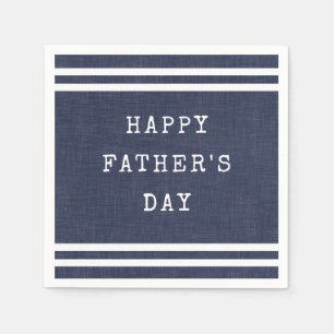Navy Blue Striped Happy Fathers Day Servet