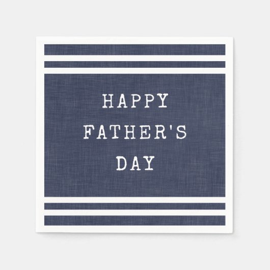 Navy Blue Striped Happy Fathers Day Servet (Voorkant)