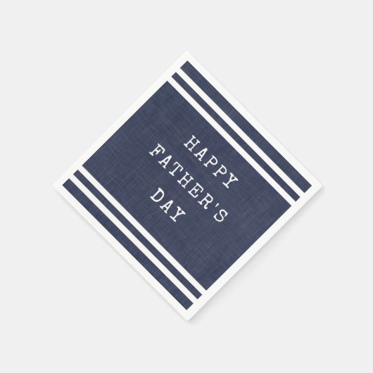 Navy Blue Striped Happy Fathers Day Servet (Hoek)