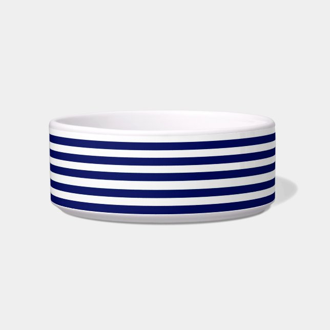 Navy Blue Striped Voerbakje (Voorkant)