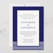 Navy Blue Striped - Wedding Invitation (Voorkant)