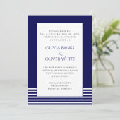 Navy Blue Striped - Wedding Invitation (Staand voorkant)