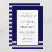 Navy Blue Striped - Wedding Invitation (Voorkant / Achterkant)