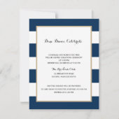 Navy Blue Stripes en Goud | Ontvangst Kaart (Voorkant)