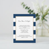 Navy Blue Stripes en Goud | Ontvangst Kaart (Staand voorkant)