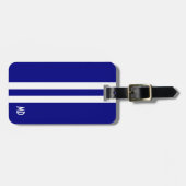 Navy Blue Stripes Monogram Bagagelabel voor mannen (Voorkant horizontaal)