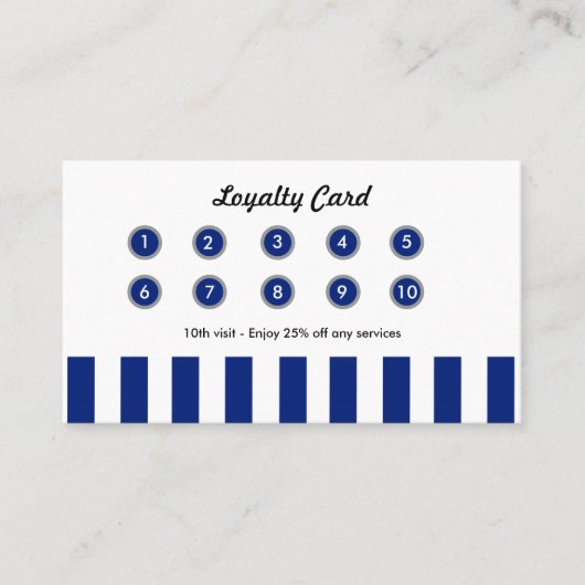 Navy Blue Stripes Retail Loyalty Card Boutique (Voorkant)