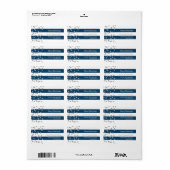 Navy Blue Stripes Silver Confetti Vrolijk kerstfee Etiket (Full Sheet)