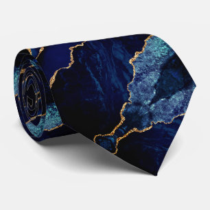 Navy Blue Stropdas Goud Glitter Marmer