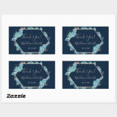 Navy Blue Succulenten & Roos Gold Wedding Dank u Rechthoekige Sticker (Vel)