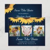 Navy Blue Sunflower 3 Photo Enregistrer Les Cartes (Devant / Derrière)