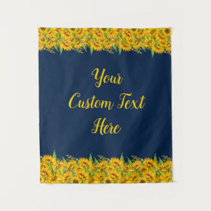 Navy Blue Sunflower Birthday Backdrop Foto Booth Wandkleed