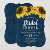 Navy Blue Sunflower Bridal Shower Kaart (Voorkant / Achterkant)