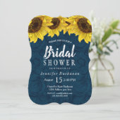 Navy Blue Sunflower Bridal Shower Kaart (Staand voorkant)
