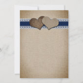Navy Blue Sunflower Burlap Wedding Kaart (Achterkant)