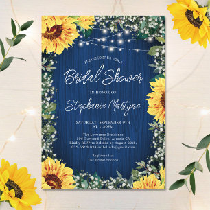 Navy Blue Sunflower Lights Vrijgezellenfeest Kaart