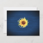 Navy Blue Sunflower Rustic RSVP Kaartje (Achterkant)