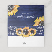 Navy Blue Sunflower Rustic Wood Weddenschap (Buitenkant ongevouwen)