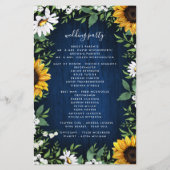 Navy Blue Sunflower Rustic Wood Wedding Programs (Achterkant)