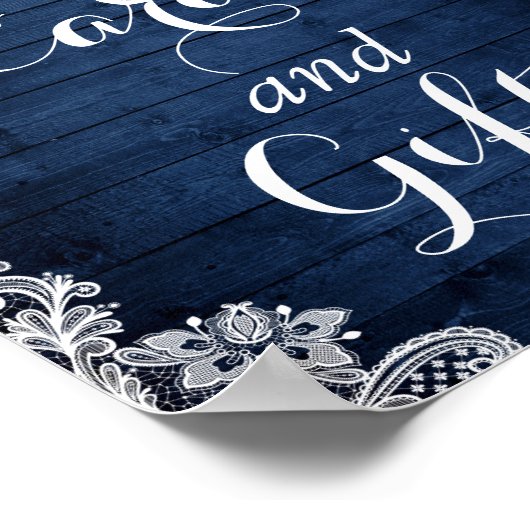 Navy Blue Sunflower String Lights Kaart en Gifts Poster (Hoek)